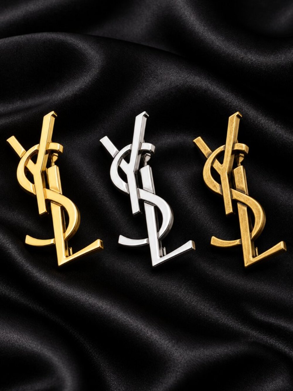 Bundle Vintage Gold Silver Yves Saint Laurent YSL Brooch Employee Appreciation 3
